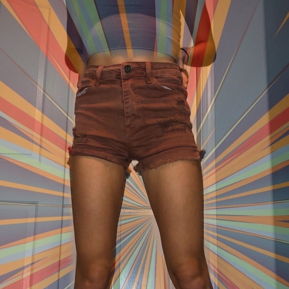 RSQ tan high rise shorts